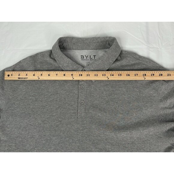 BYLT Premium Basics LUX Drop Cut Long Sleeve Polo Shirt Mens XL Heather Grey - Picture 10 of 11